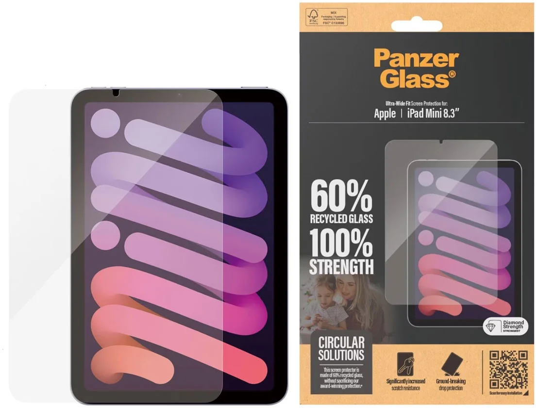 PanzerGlass Ultra-Wide iPad Mini 7/6 Screen Protector Tempered Glass afbeelding 1