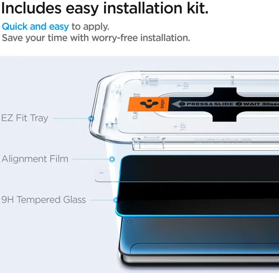 Spigen EZ Fit GLAS.tR Samsung Galaxy S24 Privacy Glass 2-Pack afbeelding 6