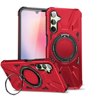 Samsung Galaxy A35 Hoesje MagSafe Magnetische Ring Stand Rood Hoesjes