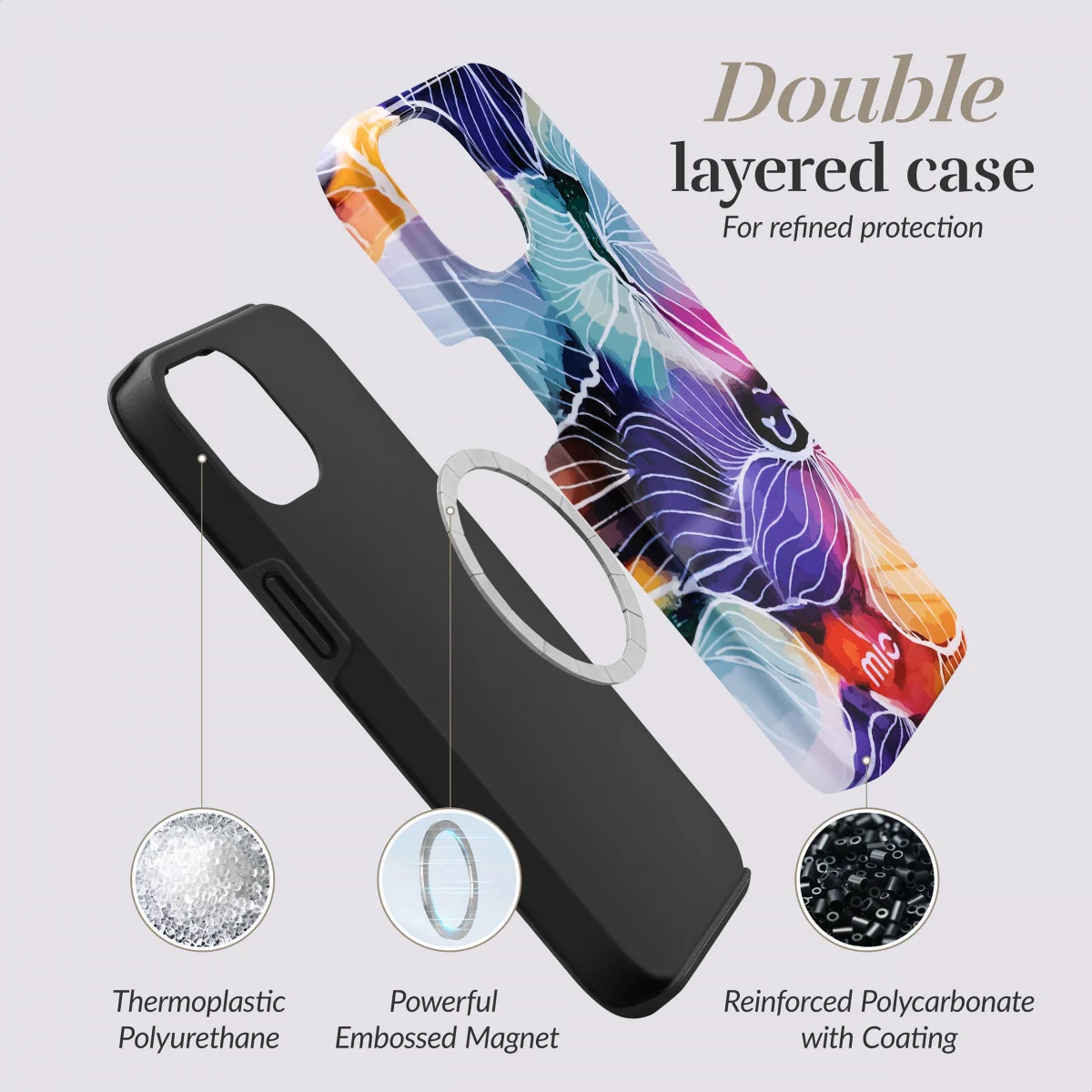 MIO MagSafe Apple iPhone 12 / 12 Pro Hoesje Hard Shell Flowers afbeelding 4