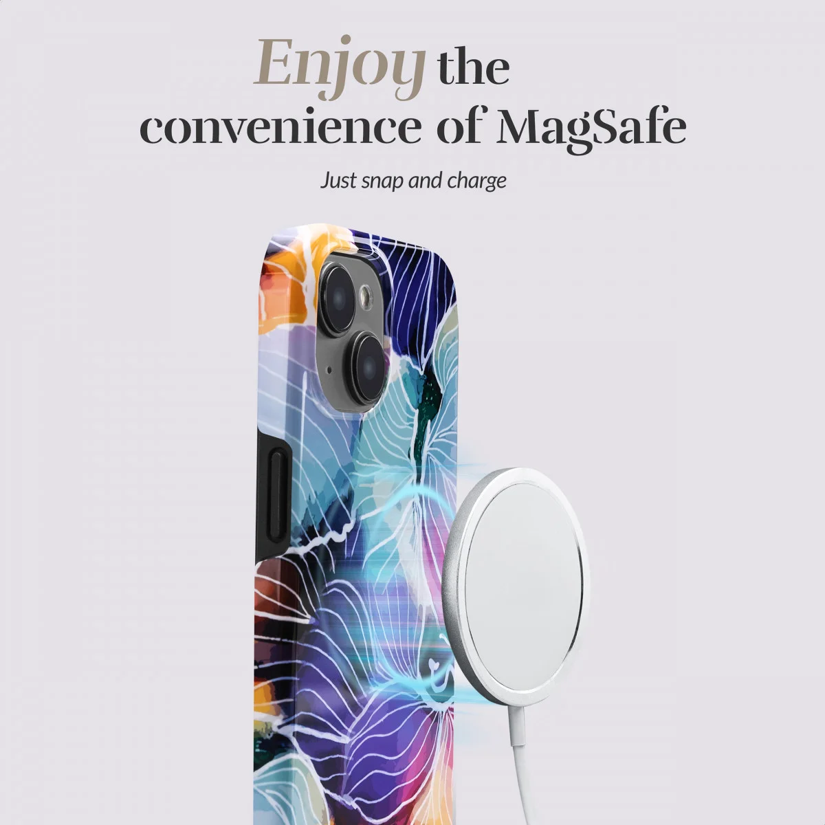 MIO MagSafe Apple iPhone 12 / 12 Pro Hoesje Hard Shell Flowers afbeelding 6