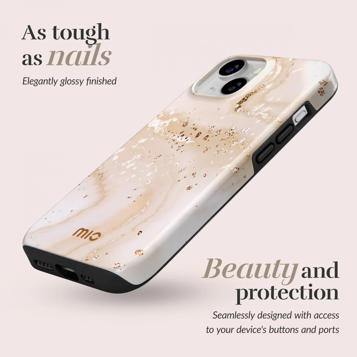 MIO MagSafe Apple iPhone 15 Pro Max Hoesje Hard Shell Gold Marble afbeelding 3