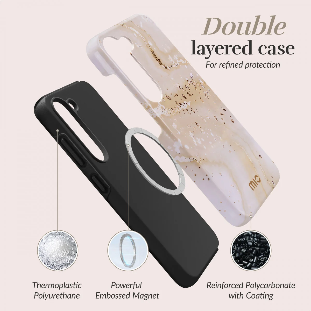 MIO MagSafe Samsung Galaxy A34 Hoesje Hard Shell Cover Gold Marble afbeelding 4
