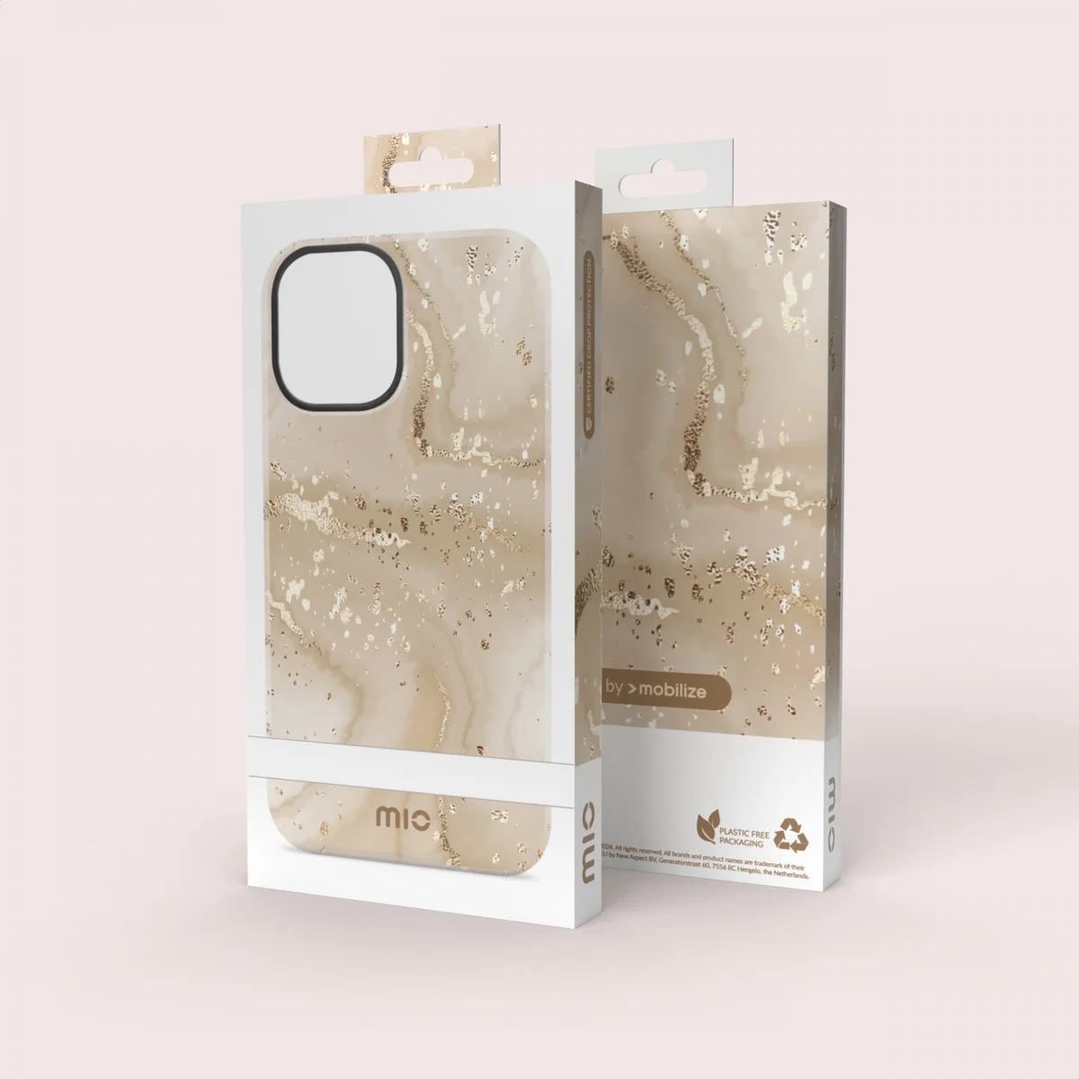 MIO MagSafe Samsung Galaxy S23 Hoesje Hard Shell Cover Gold Marble afbeelding 10