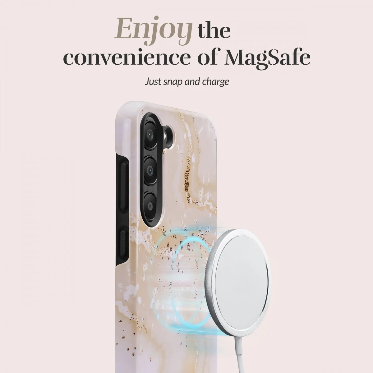 MIO MagSafe Samsung Galaxy S23 FE Hoesje Hard Shell Cover Gold Marble afbeelding 6