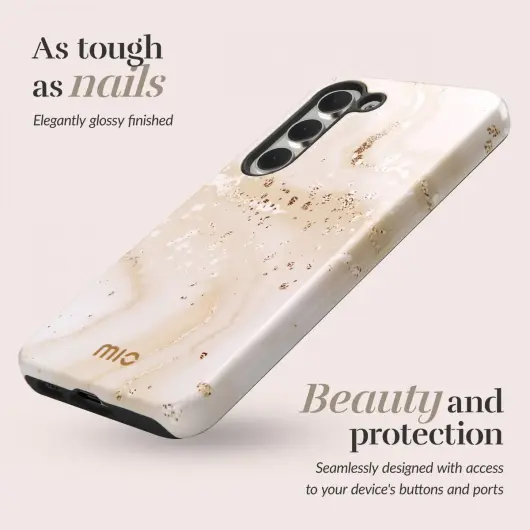 MIO MagSafe Samsung Galaxy S23 FE Hoesje Hard Shell Cover Gold Marble afbeelding 3