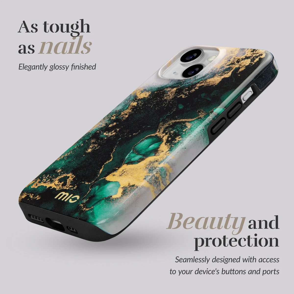 MIO MagSafe Apple iPhone 15 Pro Max Hoesje Hard Shell Green Marble afbeelding 3