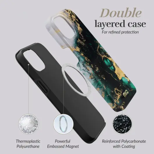 MIO MagSafe Apple iPhone 15 Pro Max Hoesje Hard Shell Green Marble afbeelding 4