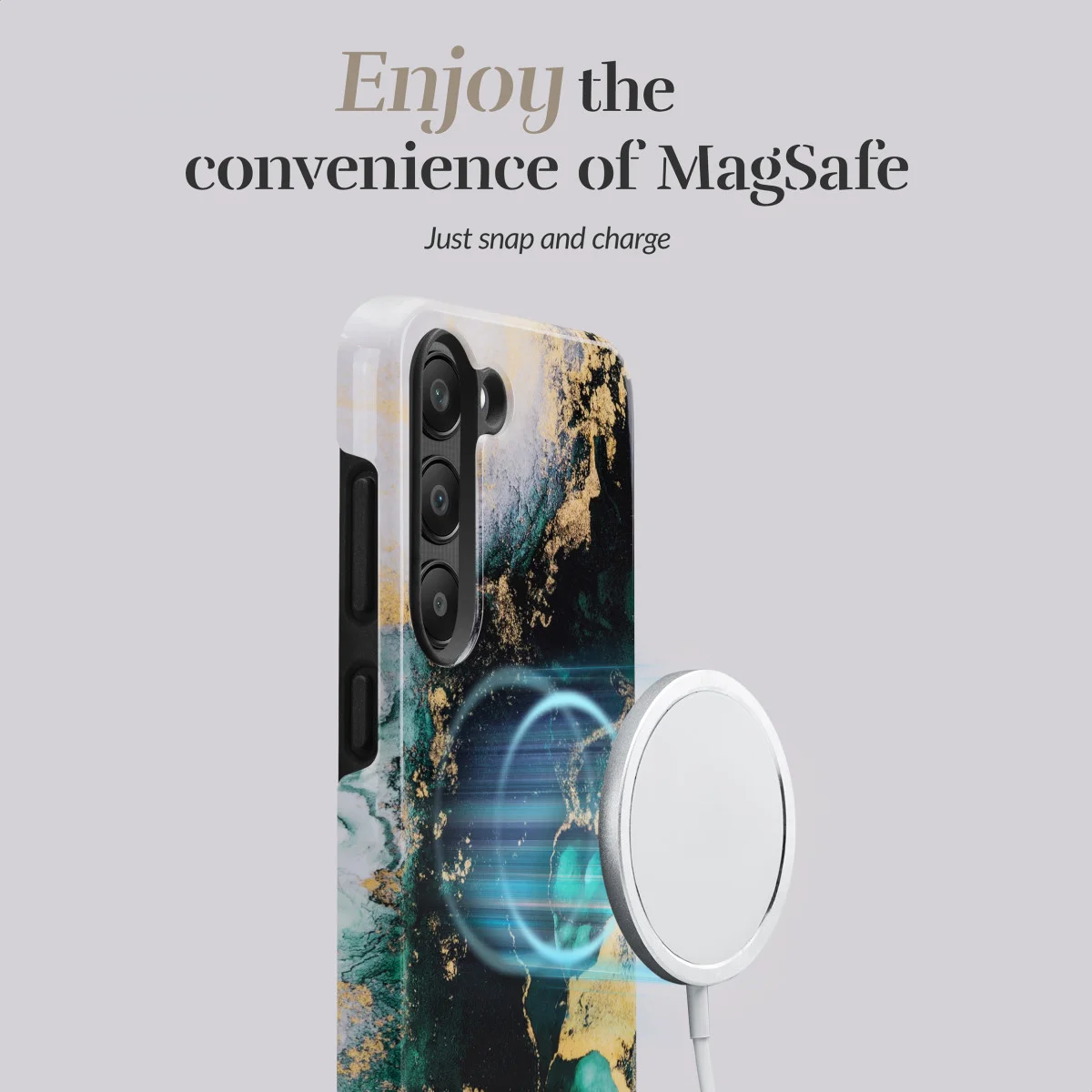 MIO MagSafe Samsung Galaxy S23 Hoesje Hard Shell Cover Green Marble afbeelding 6
