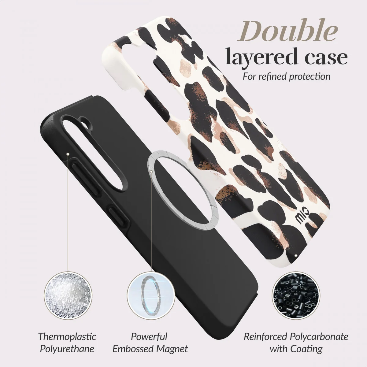 MIO MagSafe Samsung Galaxy A55 Hoesje Hard Shell Cover Leopard afbeelding 4