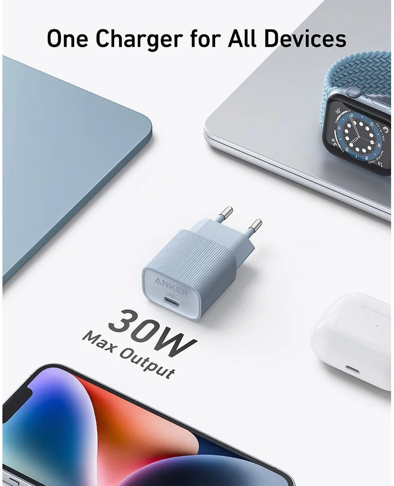 Anker Powerport Nano 4 (30W) Duurzame USB-C Lader GaN Fast Charge Wit afbeelding 2