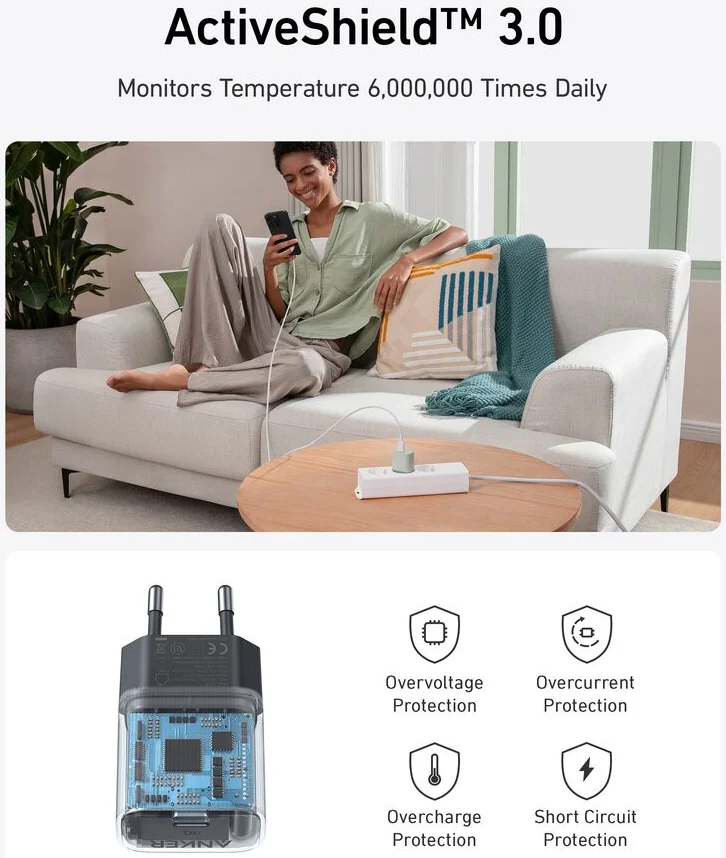 Anker Powerport Nano 4 (30W) Duurzame USB-C Lader GaN Fast Charge Wit afbeelding 7
