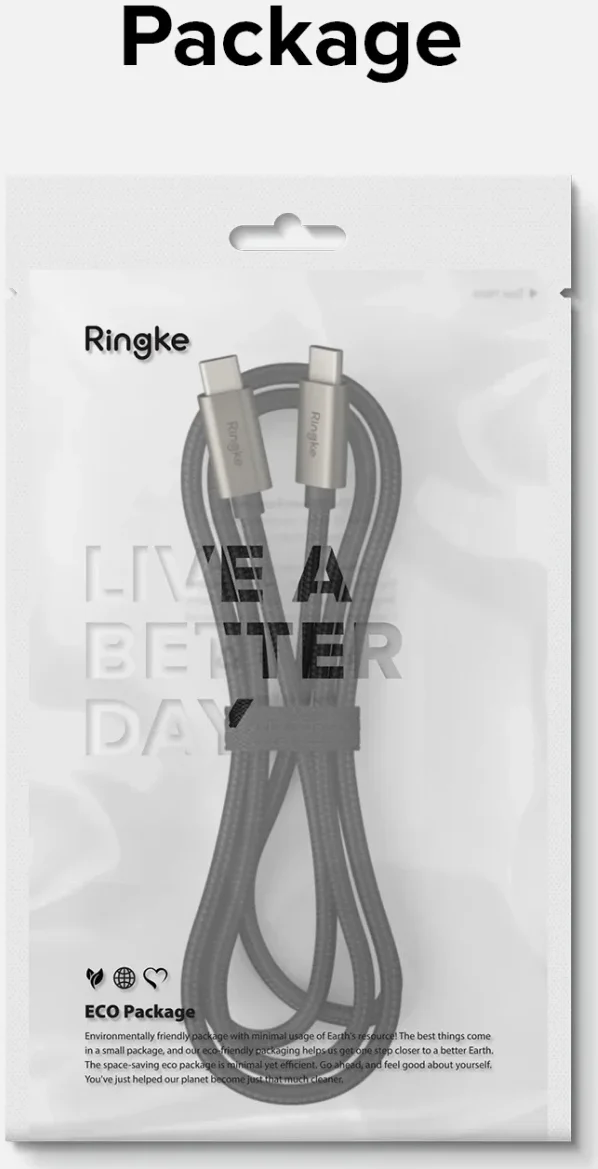 Ringke 3A Fast Charging Basic USB-C naar USB-C Kabel 60W 0.5M Zwart afbeelding 11