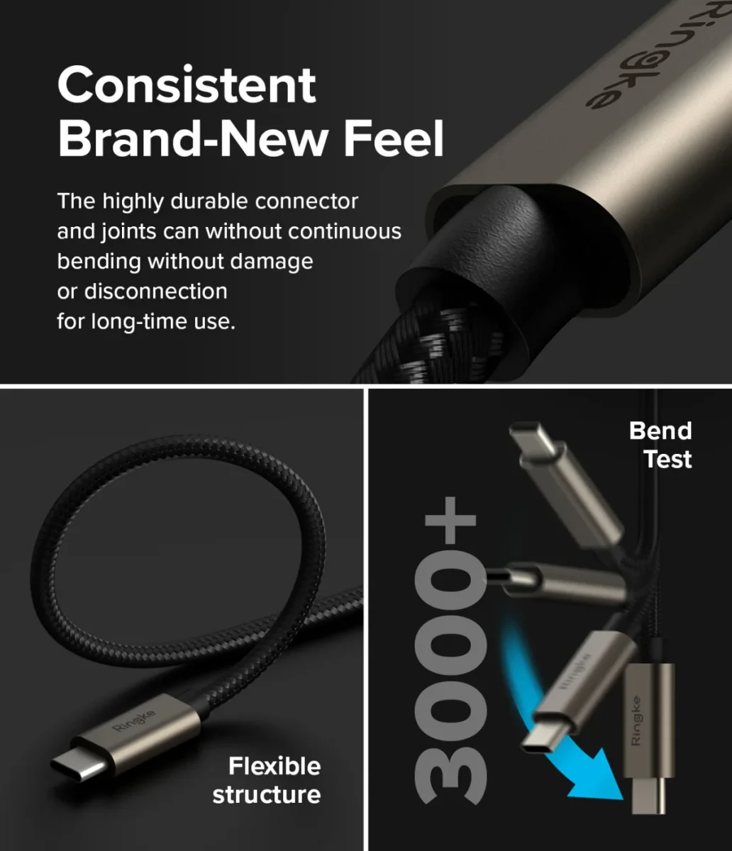 Ringke 3A Fast Charging Basic USB-C naar USB-C Kabel 60W 0.5M Zwart afbeelding 7