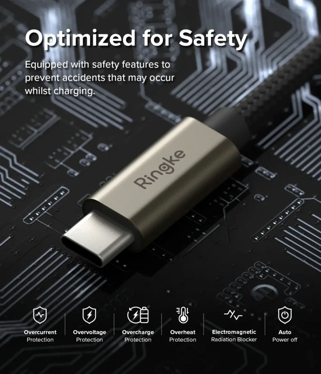 Ringke 3A Fast Charging Basic USB-C naar USB-C Kabel 60W 0.5M Zwart afbeelding 8