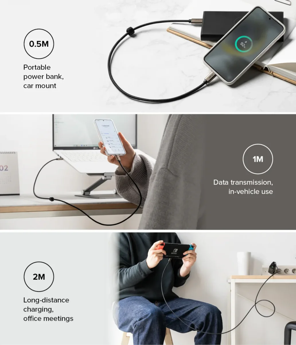 Ringke 3A Fast Charging Basic USB-C naar USB-C Kabel 60W 0.5M Zwart afbeelding 9