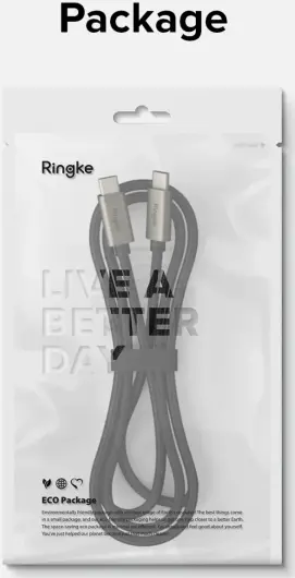 Ringke 3A Fast Charging Basic USB-C naar USB-C Kabel 60W 0.5M Zwart afbeelding 11