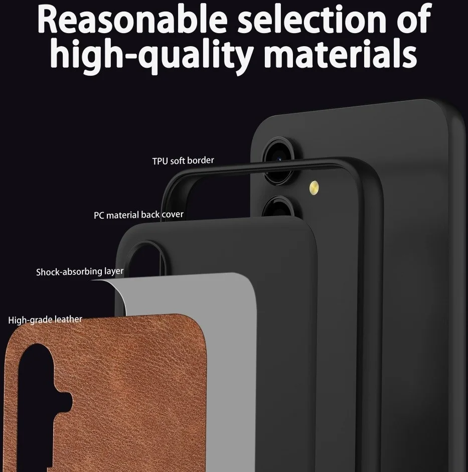 Samsung Galaxy A55 Hoesje met Kunstleer Coating Back Cover Zwart afbeelding 5
