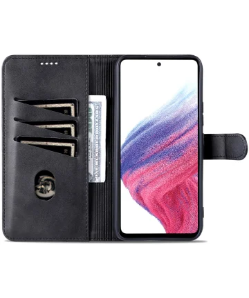 AZNS Samsung Galaxy A55 Hoesje Wallet Book Case Kunstleer Zwart Hoesjes