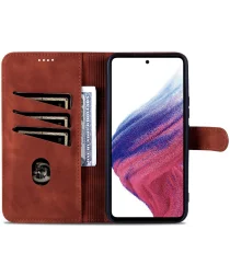 AZNS Samsung Galaxy A55 Hoesje Wallet Book Case Kunstleer Bruin