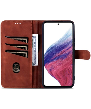 AZNS Samsung Galaxy A55 Hoesje Wallet Book Case Kunstleer Bruin Hoesjes