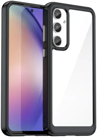 Samsung Galaxy A55 Hoesje Acryl Back Cover Zwart afbeelding 1