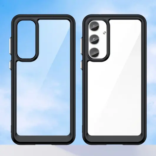 Samsung Galaxy A55 Hoesje Acryl Back Cover Zwart afbeelding 2