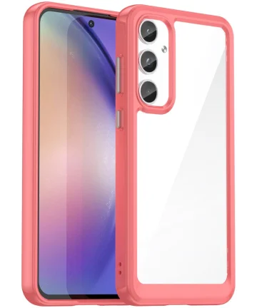 Samsung Galaxy A55 Hoesje Acryl Back Cover Rood Hoesjes