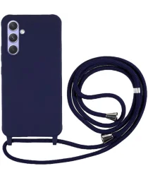 Samsung Galaxy A55 Hoesje Flexibel TPU met Koord Back Cover Blauw