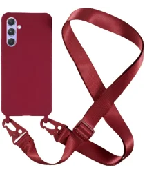 Samsung Galaxy A55 Hoesje TPU Back Cover + Telefoon Koord Rood