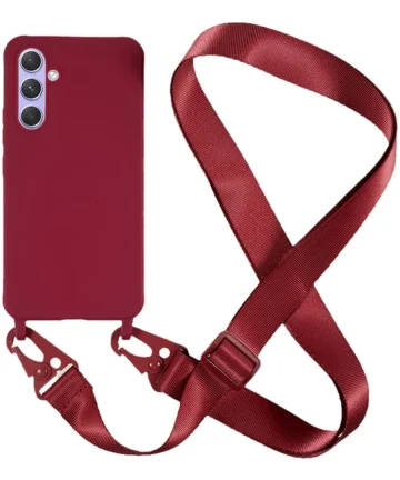 Samsung Galaxy A55 Hoesje TPU Back Cover + Telefoon Koord Rood Hoesjes