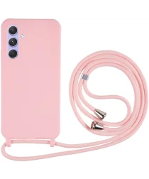 Samsung Galaxy A55 Hoesje Flexibel TPU met Koord Back Cover Roze
