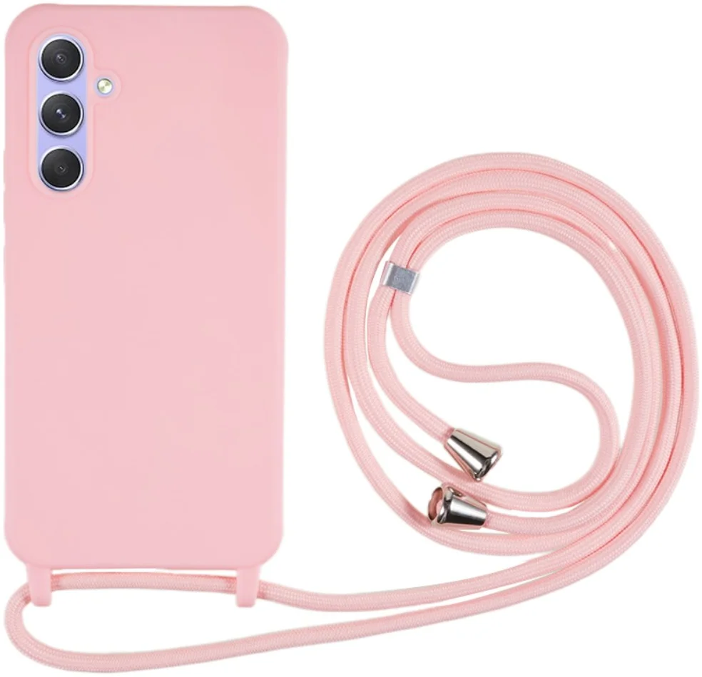 Samsung Galaxy A55 Hoesje Flexibel TPU met Koord Back Cover Roze afbeelding 1