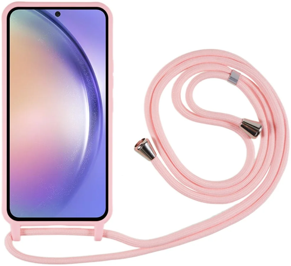 Samsung Galaxy A55 Hoesje Flexibel TPU met Koord Back Cover Roze afbeelding 2