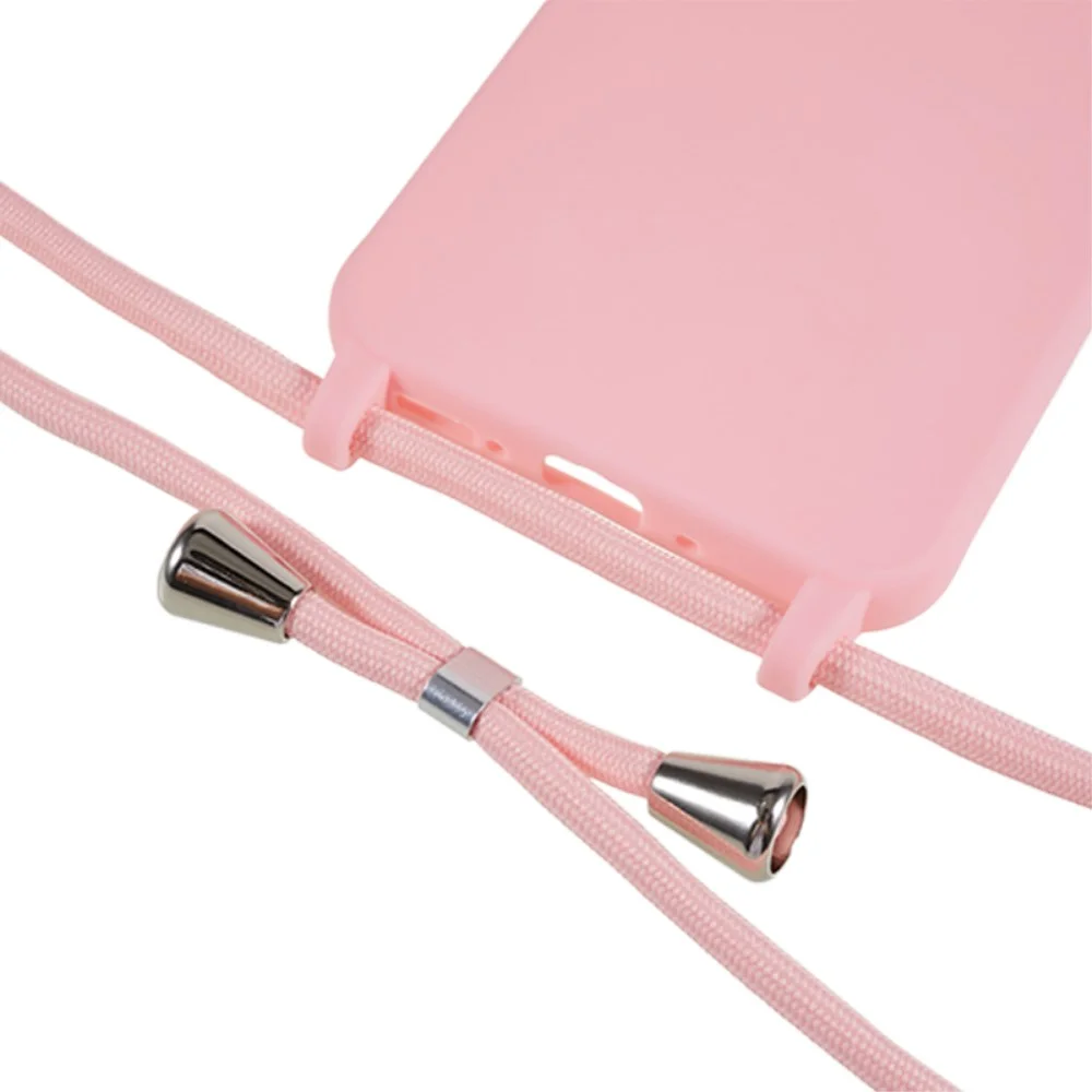 Samsung Galaxy A55 Hoesje Flexibel TPU met Koord Back Cover Roze afbeelding 4