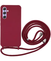 Samsung Galaxy A55 Hoesje Flexibel TPU met Koord Back Cover Rood