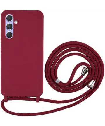 Samsung Galaxy A55 Hoesje Flexibel TPU met Koord Back Cover Rood Hoesjes