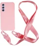 Samsung Galaxy A55 Hoesje TPU Back Cover + Telefoon Koord Roze