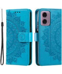 Motorola Moto G24 / Moto G04 Hoesje Mandala Book Case met Pasjeshouder Blauw
