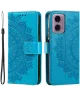 Motorola Moto G24 / Moto G04 Hoesje Mandala Book Case met Pasjeshouder Blauw