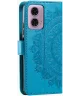 Motorola Moto G24 / Moto G04 Hoesje Mandala Book Case met Pasjeshouder Blauw