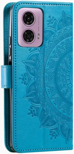Motorola Moto G24 / Moto G04 Hoesje Mandala Book Case met Pasjeshouder Blauw afbeelding 6