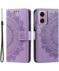 Motorola Moto G24 / Moto G04 Hoesje Mandala Book Case met Pasjeshouder Paars