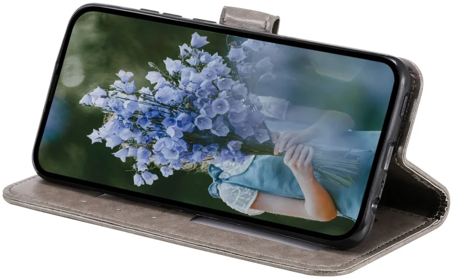 Motorola Moto G24 / Moto G04 Hoesje Mandala Book Case met Pasjeshouder Grijs afbeelding 4