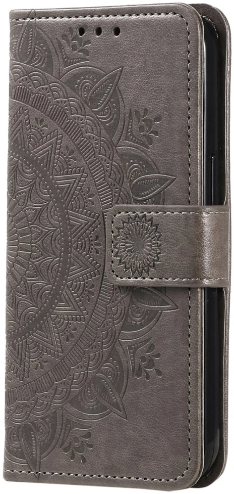 Motorola Moto G24 / Moto G04 Hoesje Mandala Book Case met Pasjeshouder Grijs afbeelding 5