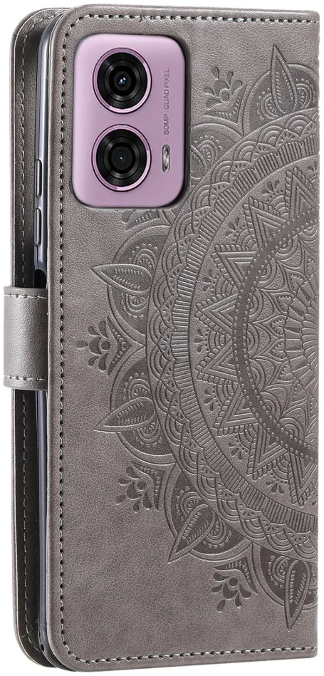 Motorola Moto G24 / Moto G04 Hoesje Mandala Book Case met Pasjeshouder Grijs afbeelding 6