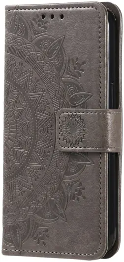 Motorola Moto G24 / Moto G04 Hoesje Mandala Book Case met Pasjeshouder Grijs afbeelding 5