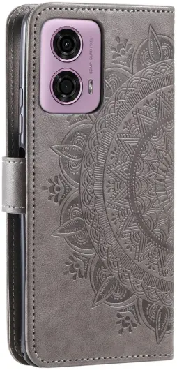 Motorola Moto G24 / Moto G04 Hoesje Mandala Book Case met Pasjeshouder Grijs afbeelding 6