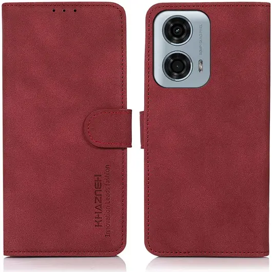 KHAZNEH Motorola Moto G04 / G24 Hoesje Retro Wallet Book Case Rood afbeelding 2