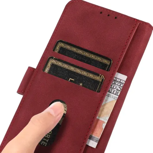 KHAZNEH Motorola Moto G04 / G24 Hoesje Retro Wallet Book Case Rood afbeelding 4